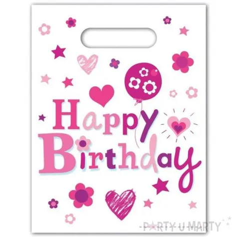torebki foliowe happy birthday girl procos 23x17 cm 6 szt
