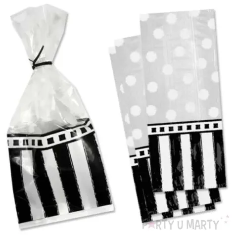 torebki foliowe paski i kropki bialo czarne amscan 20 szt