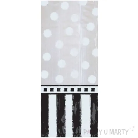 torebki foliowe paski i kropki bialo czarne amscan 20 szt