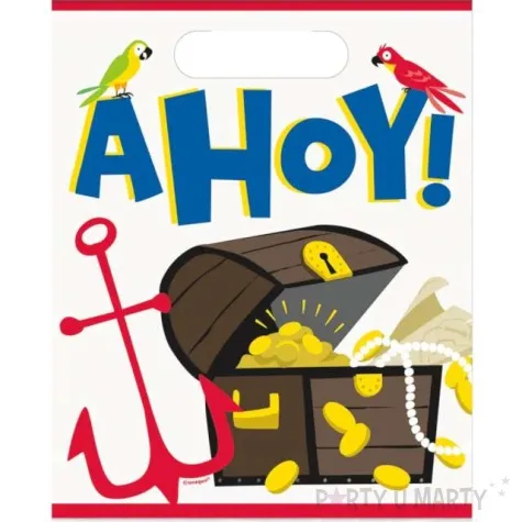 torebki foliowe pirackie skrzynia skarbow ahoy unique 23 x 18 cm 8 szt