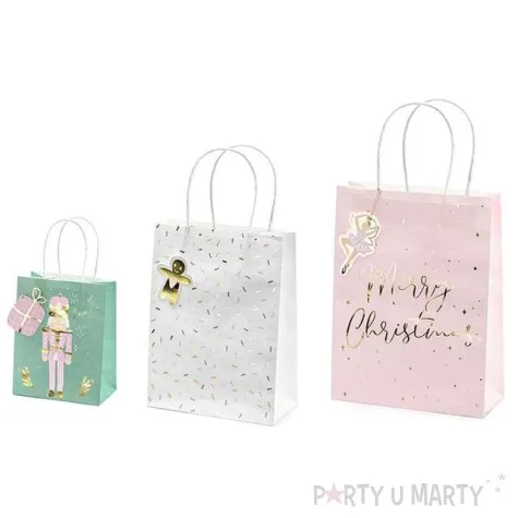 torebki na prezenty swieta merry chrismas mix partydeco 3 szt
