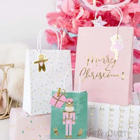 torebki na prezenty swieta merry chrismas mix partydeco 3 szt