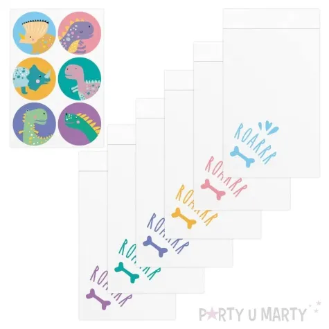 torebki na slodycze dinozaury partypal 17 5x10 cm 6 szt