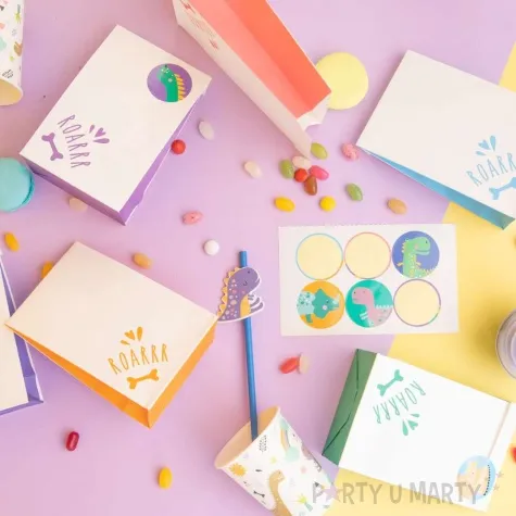 torebki na slodycze dinozaury partypal 17 5x10 cm 6 szt