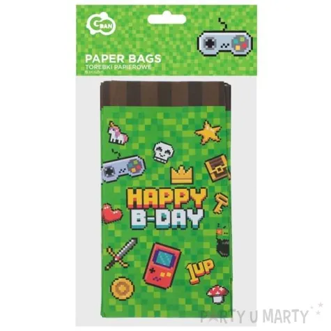 torebki na slodycze gaming party zielone godan 6 szt
