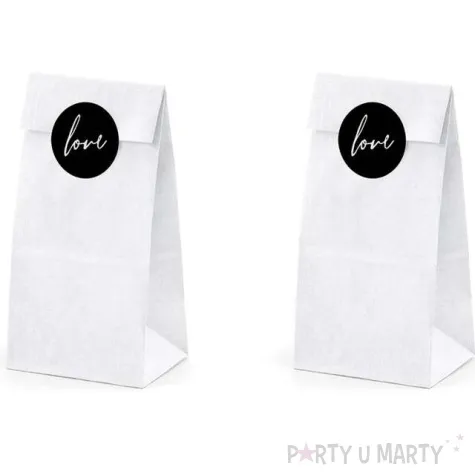torebki na slodycze love biale partydeco 6 szt