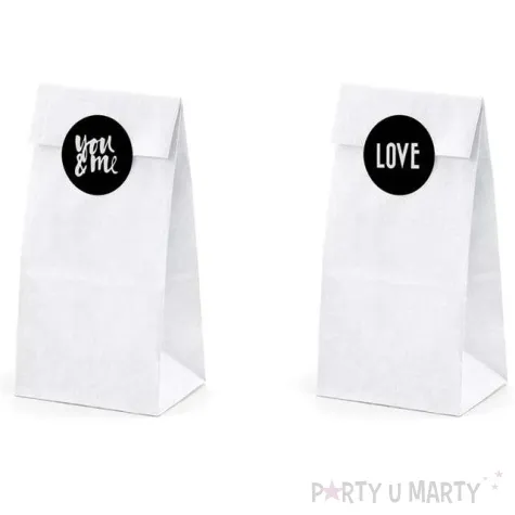 torebki na slodycze love mix biale partydeco 6 szt