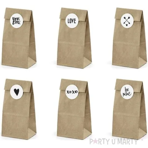torebki na slodycze love mix kraft partydeco 6 szt