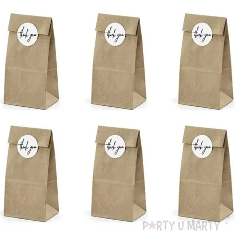 torebki na slodycze thank you kraft partydeco 6 szt
