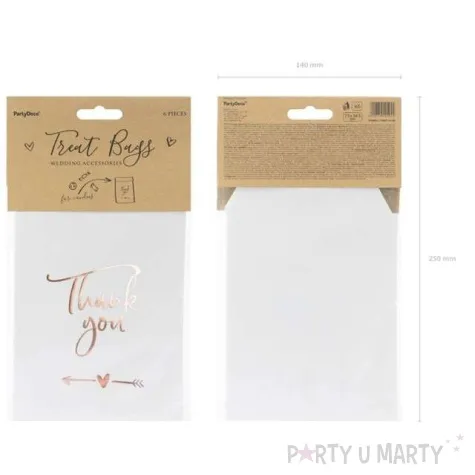 torebki na slodycze thank you rozowe zloto partydeco 6 szt