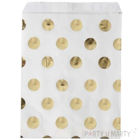torebki na slodycze zlote kropki santex 10 szt