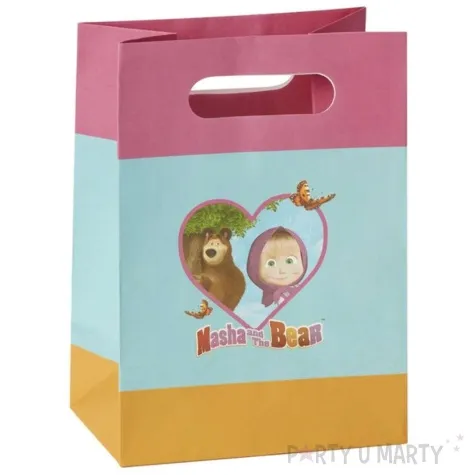 torebki papierowe masha and the bear masha i niedzwiedz smiffys 17 x 12 cm 8 szt