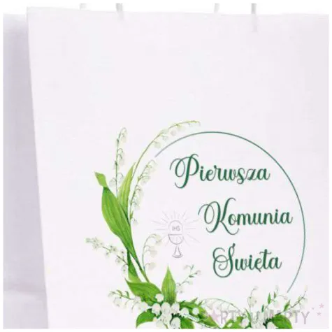 torebki prezentowe komunia swieta konwalie 18x22 cm