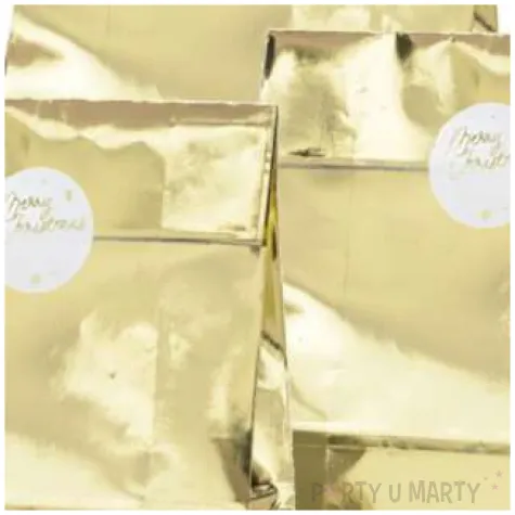 torebki prezentowe merry christmas zlote partydeco 18x28 cm 3 szt