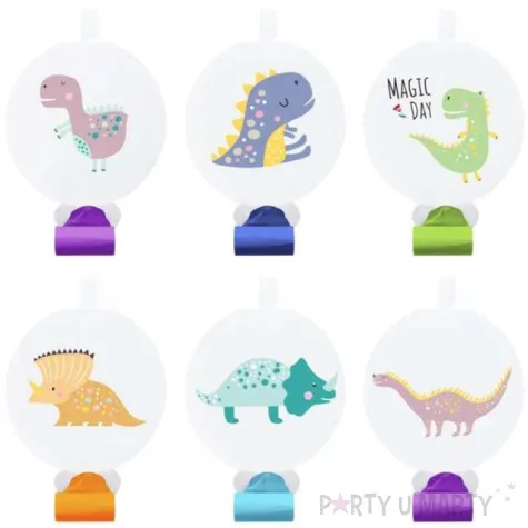 trabki papierowe dinozaury kolorowe partypal 6 szt