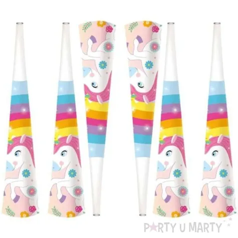 trabki papierowe horn teczowy jednorozec godan 6 szt