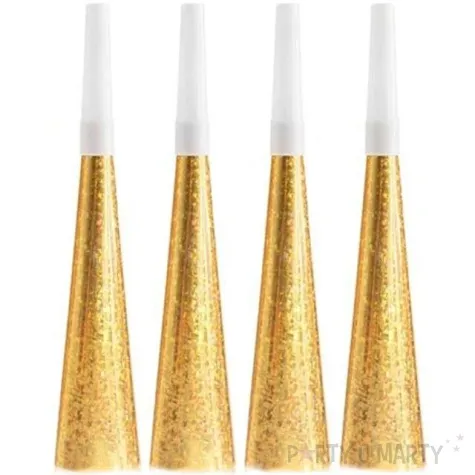 trabki papierowe horn zlote party 4 szt