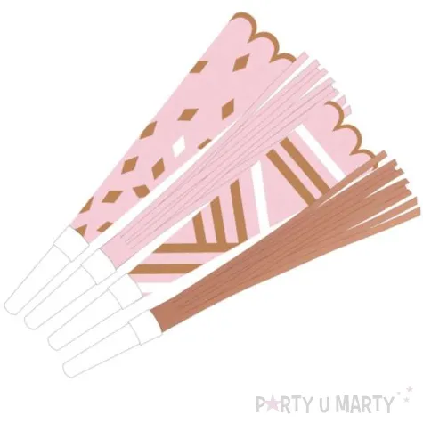 trabki papierowe szampanska impreza rozowe zloto amscan 8 szt