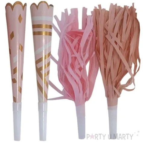 trabki papierowe szampanska impreza rozowe zloto amscan 8 szt