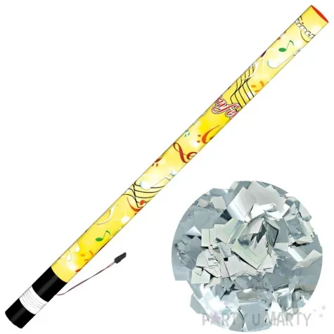 tuba elektryczna konfetti paski srebrny triplex 90 cm