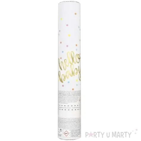 tuba konfetti hello baby rozowo zlote paski godan