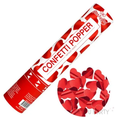 tuba konfetti serca metalic czerwone partypal 30 cm