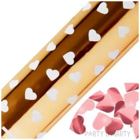 tuba konfetti serca metalic rozowe zloto partypal 30 cm