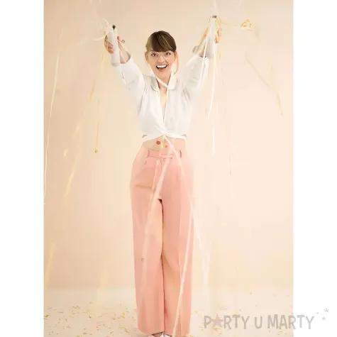 tuba manualna konfetti serpentny bialo zloty partydeco 25 cm