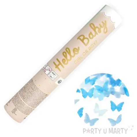 tuba strzelaj ca konfetti girl or boy ch opiec niebieski partydeco 20 cm