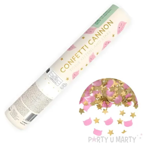 tuba strzelaj ca konfetti kotki i gwiazdki z oty r owy partydeco 20 cm