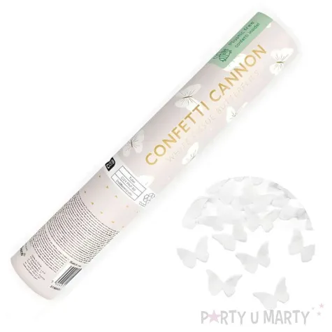 tuba strzelaj ca konfetti motylki bia y partydeco 20 cm