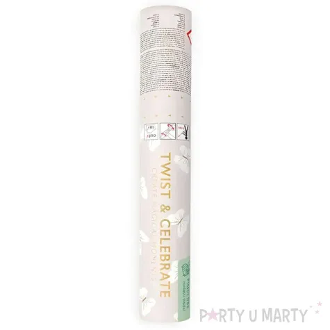 tuba strzelaj ca konfetti motylki bia y partydeco 20 cm