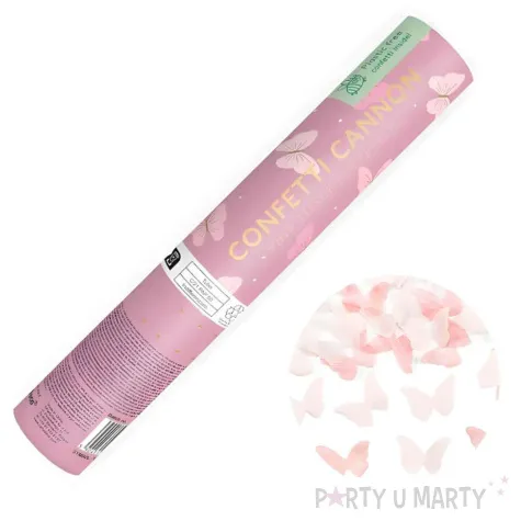 tuba strzelaj ca konfetti motylki r owy partydeco 20 cm