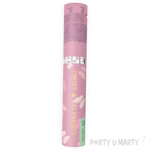 tuba strzelaj ca konfetti motylki r owy partydeco 20 cm