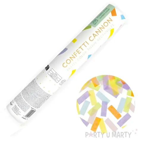 tuba strzelaj ca konfetti pastelowe paski mix partydeco 20 cm