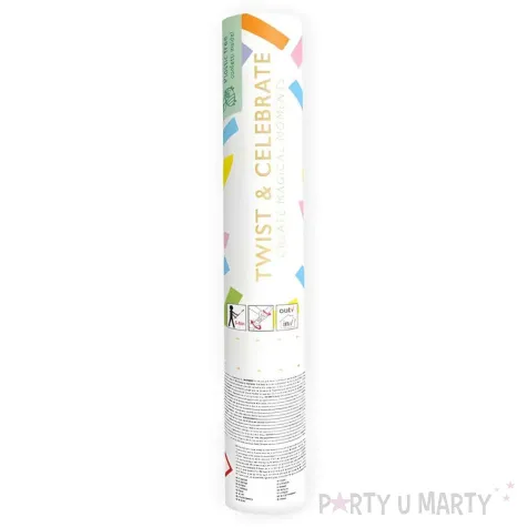 tuba strzelaj ca konfetti pastelowe paski mix partydeco 20 cm