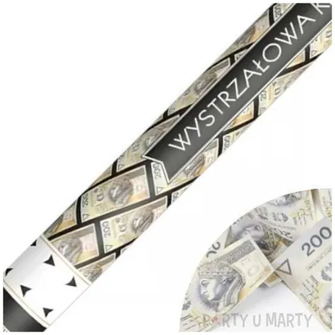 tuba strzelajaca banknoty 200 pln papier partydeco 80 cm