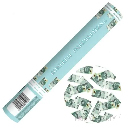 tuba strzelajaca konfetti banknoty 100 zl 40 cm godan