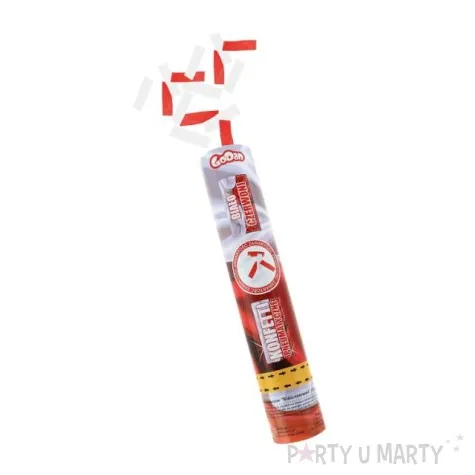 tuba strzelajaca konfetti bialo czerwone 30 cm