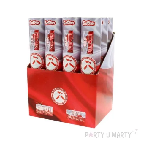 tuba strzelajaca konfetti bialo czerwone 30 cm