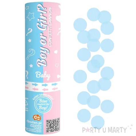 tuba strzelajaca konfetti boy or girl chlopiec blekitny godan 15 cm