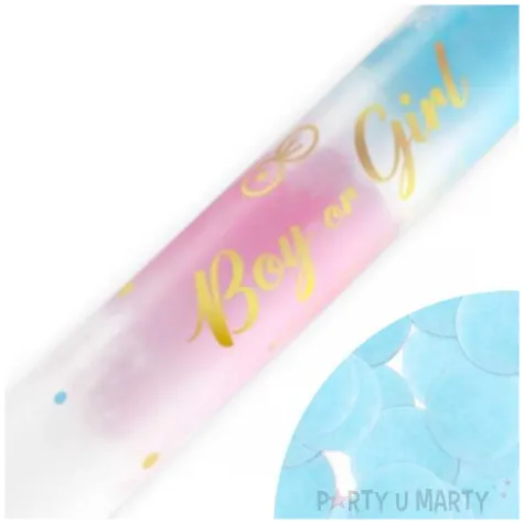 tuba strzelajaca konfetti boy or girl chlopiec niebieski partypal 40 cm