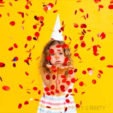 tuba strzelajaca konfetti button kolka metaliczne czerwone 25 cm folat