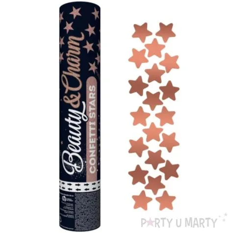 tuba strzelajaca konfetti gwiazdki rozowo zloty godan 30 cm