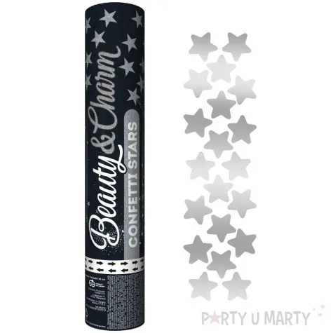 tuba strzelajaca konfetti gwiazdki srebrny godan 30 cm
