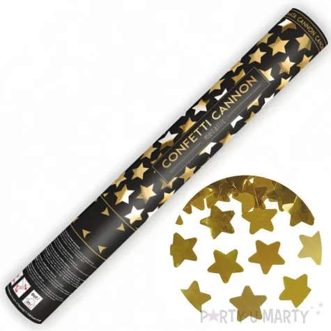 tuba strzelajaca konfetti gwiazdki zloty partydeco 40 cm