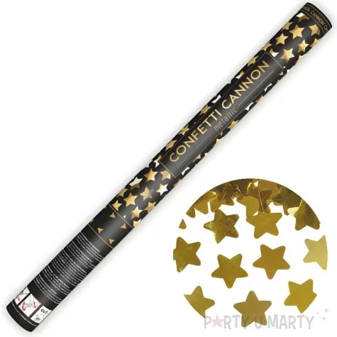 tuba strzelajaca konfetti gwiazdki zloty partydeco 60 cm