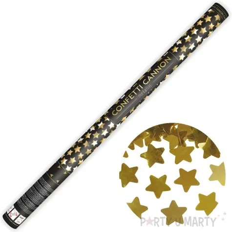 tuba strzelajaca konfetti gwiazdki zloty partydeco 80 cm