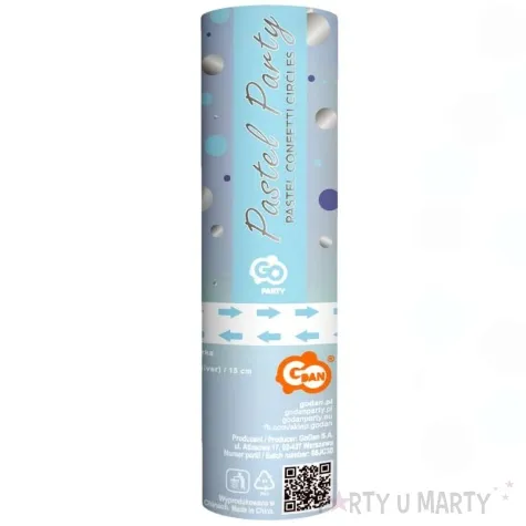 tuba strzelajaca konfetti kolka niebieski mix godan 15 cm