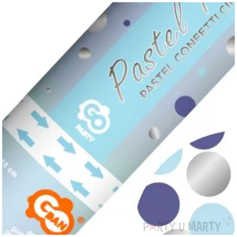 tuba strzelajaca konfetti kolka niebieski mix godan 15 cm